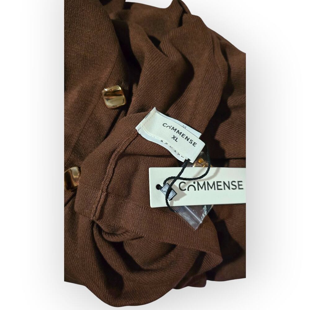 Commense Brown Knit Vest & Wide Leg Pants Set Gold Button Lounge Set NWT XL - Picture 7 of 7